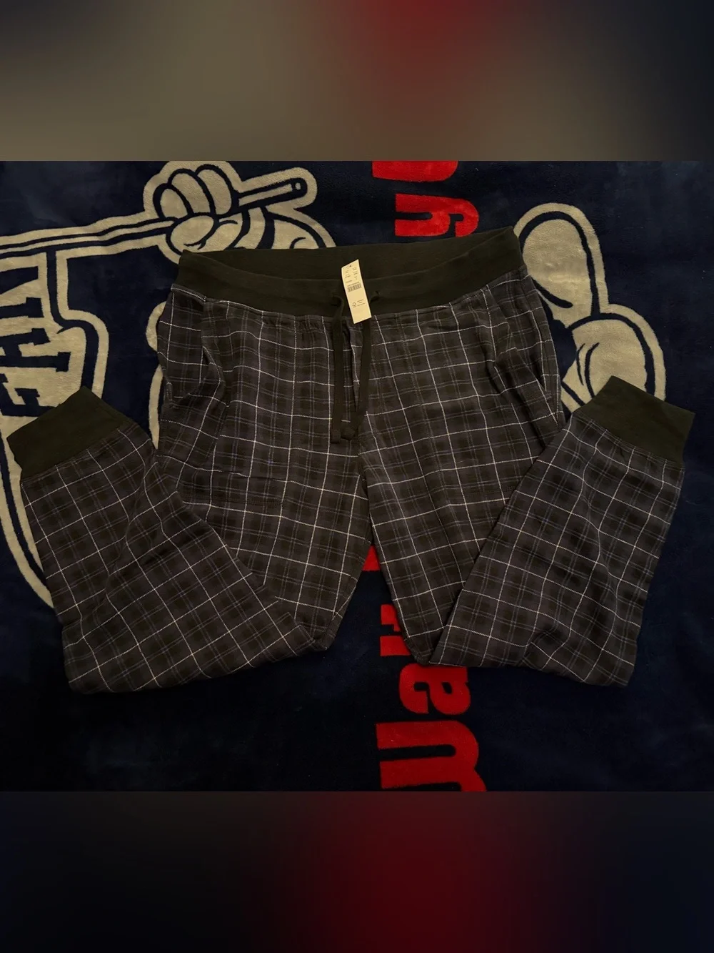 J. Crew Men’s Plaid Knit Pajama Lounge Jogger Pants Navy Size L NWT